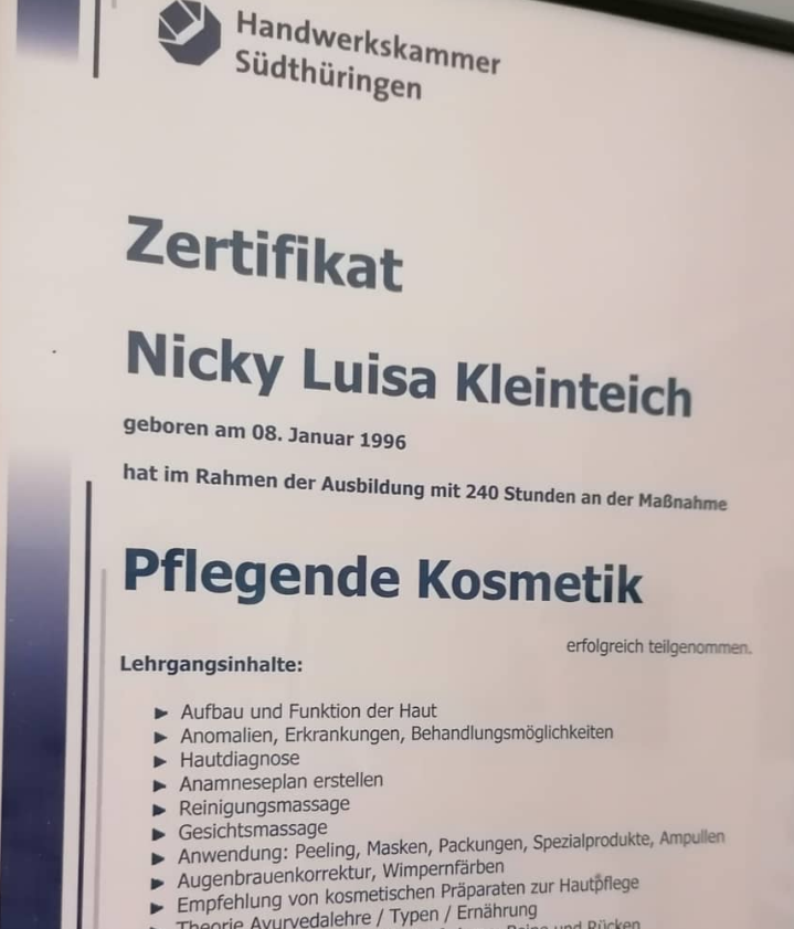 Zertifikat Pflegende Kosmetik