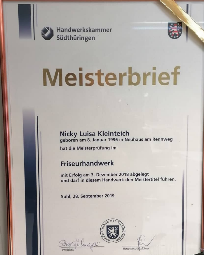 Meisterbrief im Friseurhandwerk