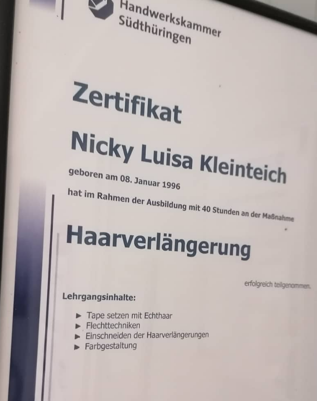 Zertifikat Haarverlängerung