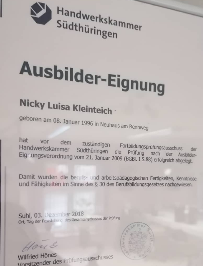 Nachweis Ausbilder-Eignung